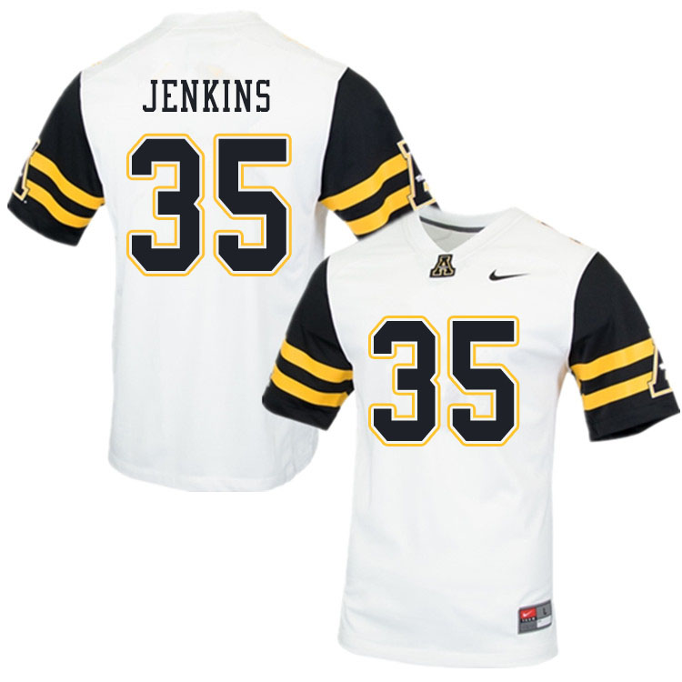 Men #35 Emmanuel Jenkins Appalachian State Mountaineers College Football Jerseys Sale-White